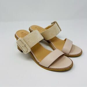 Oasis Society cream strappy buckle slip on mule sandals 6